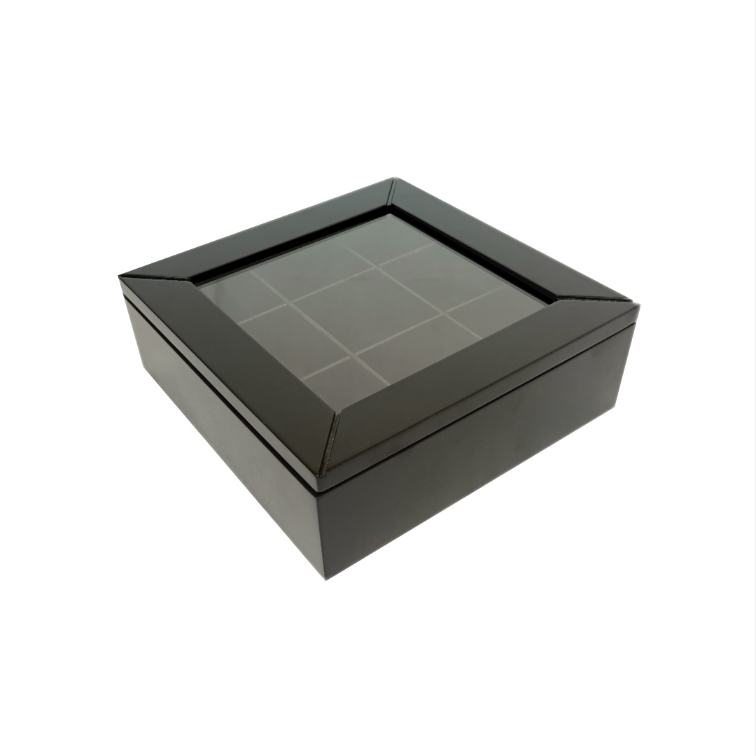 Wooden Glass Tea Box – Black- 23x23x8cm – Flow Collection